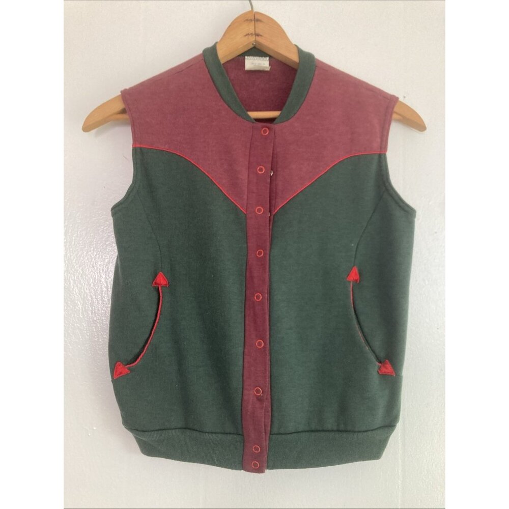 Danskin Vest Athletic Vintage Equestrian Color Block Cotton Poly Blend Sz Small